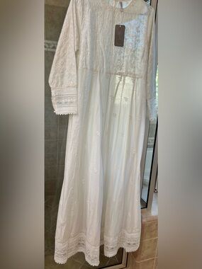 White Embroidered Maxi Dress Brand Ethnc